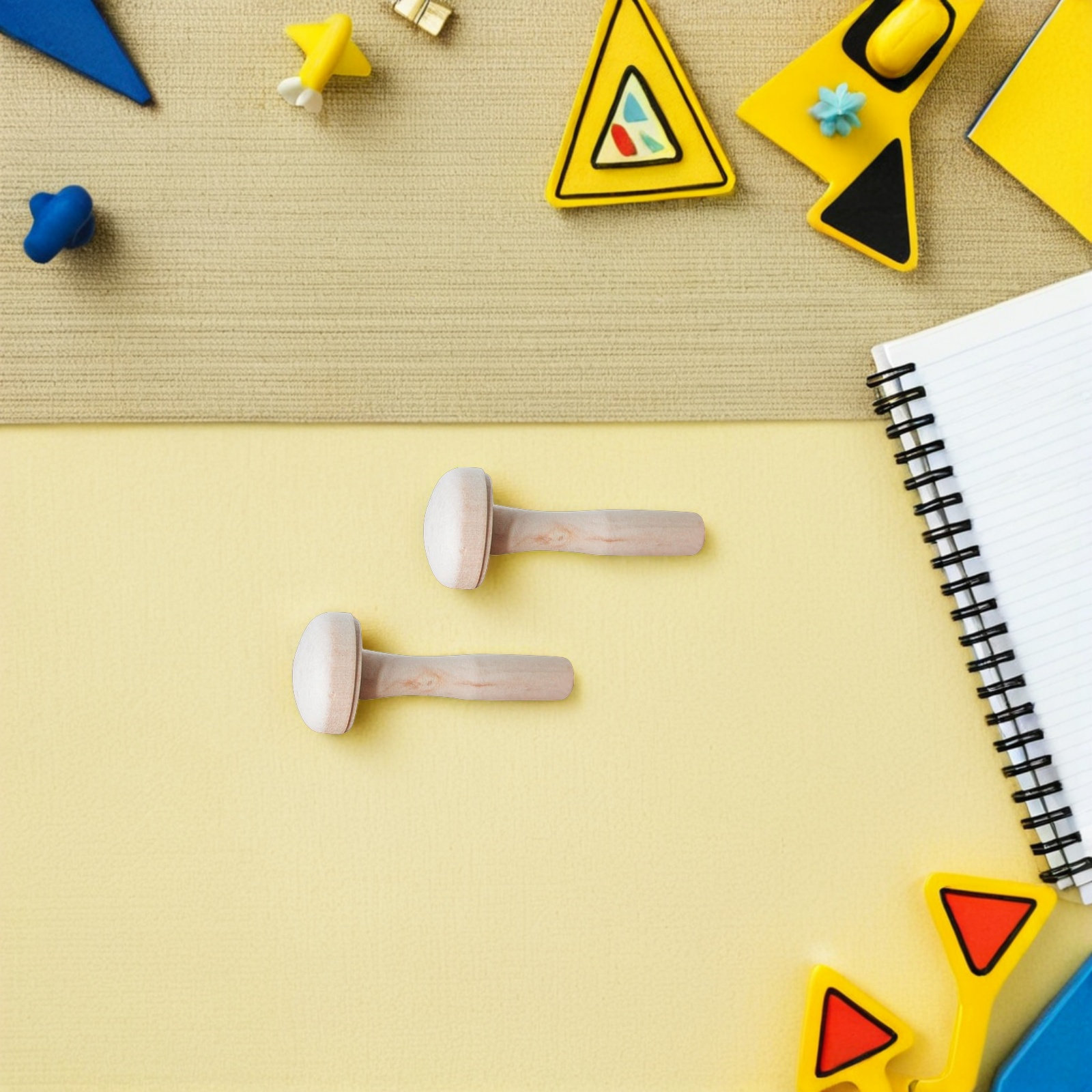 Kids Education Activities - 10pcs Wooden Mushroom Rubbing Rollers for